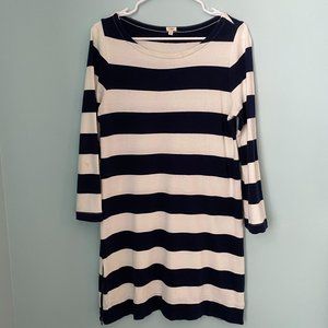 J. CREW Navy and White Striped T-Shirt Dress